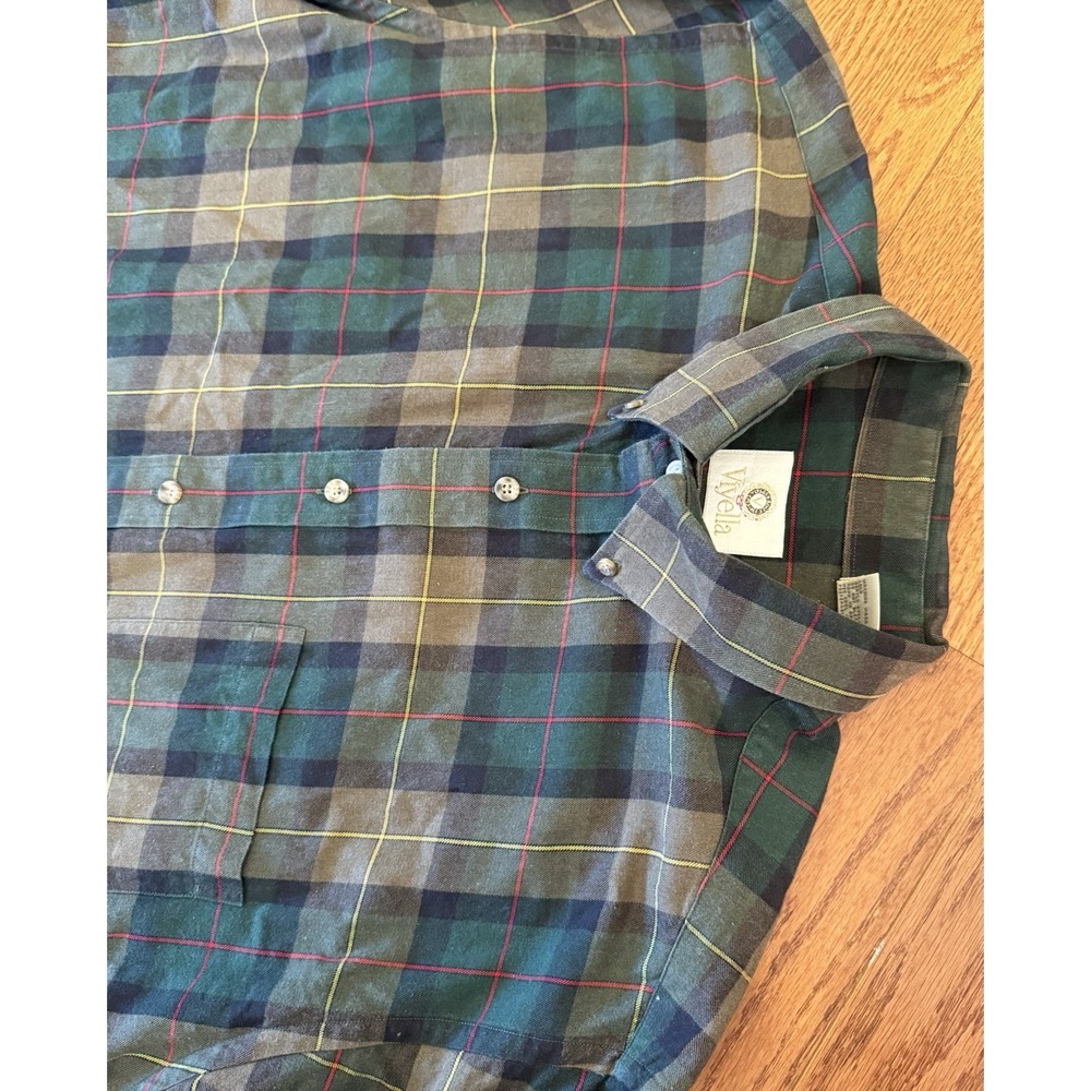 Viyella Shirt Mens XL Green Plaid Cotton Wool Button Down Long Sleeve Flannel